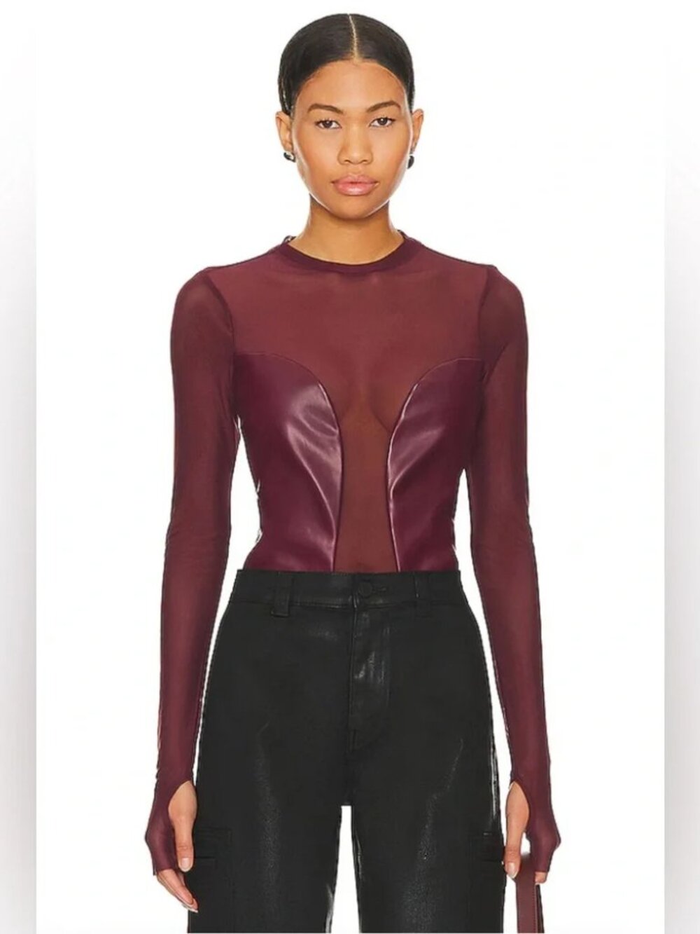 ARFM maroon sheer top